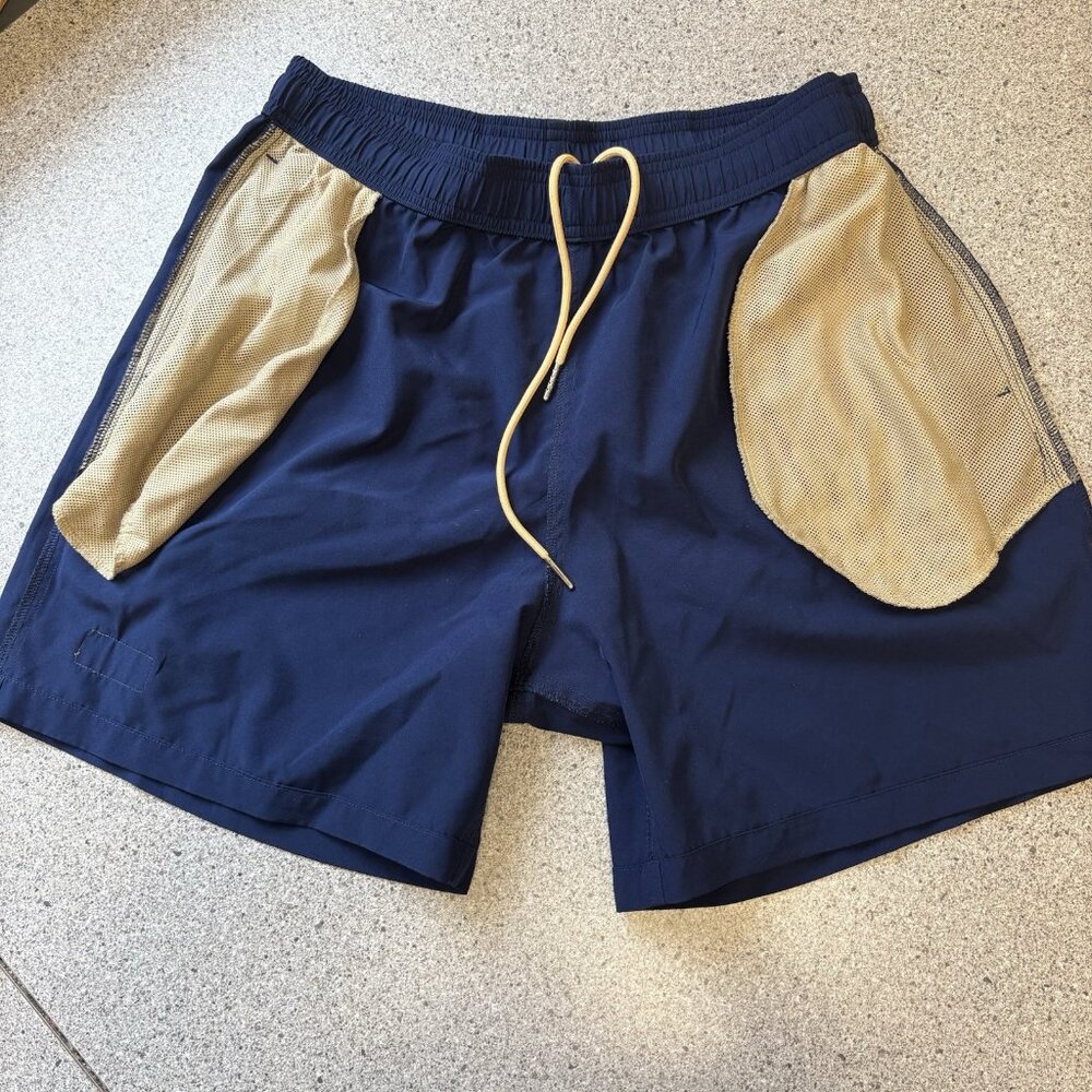 Bamboo Ave Performance Shorts Mens Large L Navy Blue Unlined Stretch Blend - Picture 15 of 16